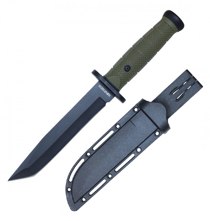 Fixed Blade Knife 12in. Military Combat Tactical Blade Army Green Tanto Hwt102B