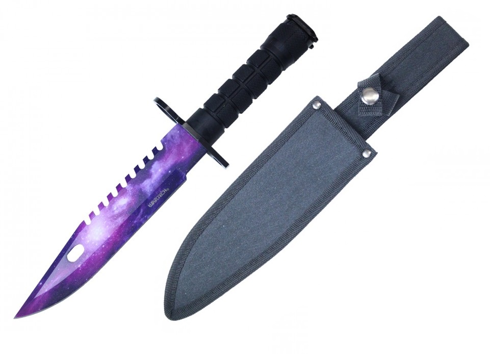 Tactical Knife 12.75in Overall Functional M9 Bayonet Purple Galaxy Blade + Sheath