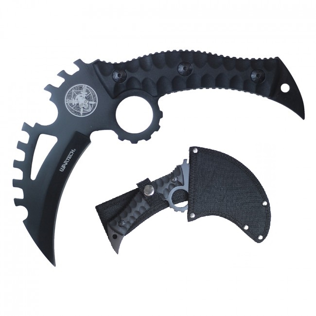 Tactical Knife Wartech 8.25in. Overall Full Tang Black Combat Military Karambit