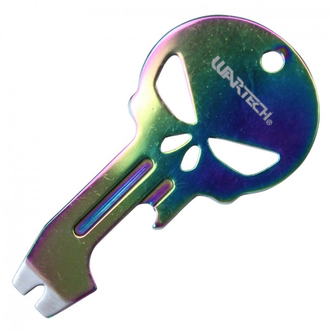 Bottle Opener Wartech 3.25in. Mini Rainbow Skull Pry Tool Key Ring