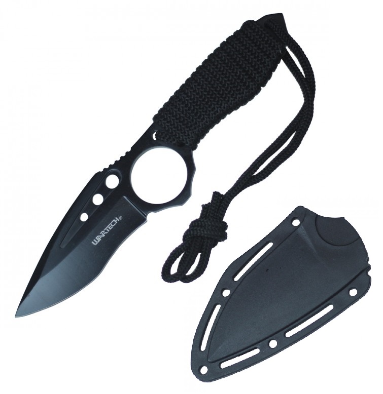 Tactical Knife Wartech 9in. Overall Paracord Full Tang Black Boot Knife + Sheath