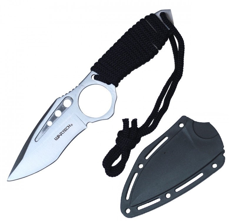 Tactical Knife Wartech 9in Overall Paracord Full Tang Silver Boot Knife + Sheath