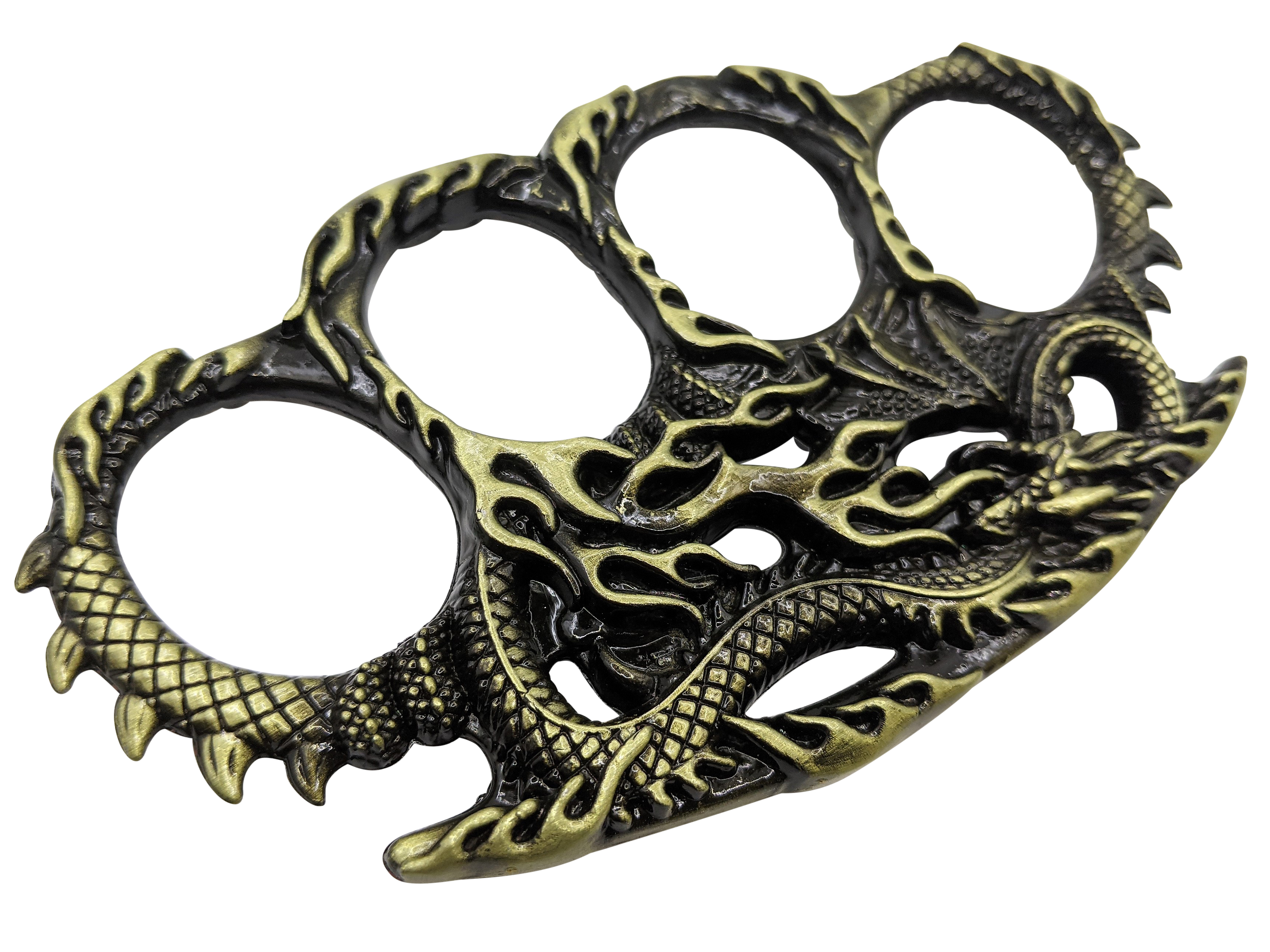 Paperweight | Metal Knuckle Duster Brass Gold Fire Dragon