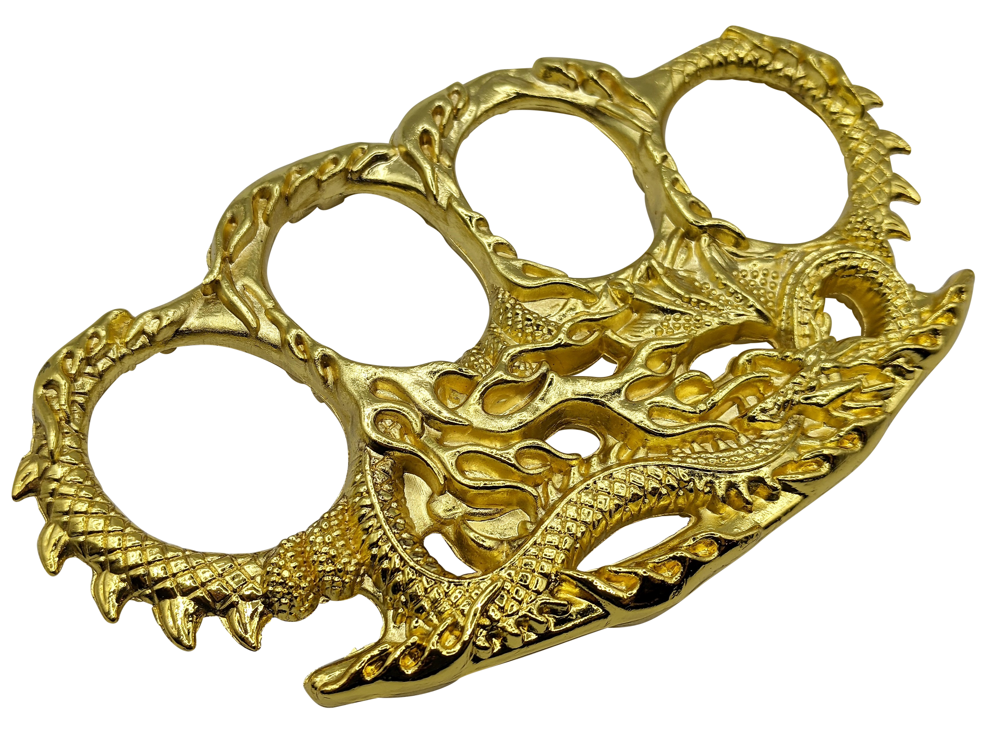 Paperweight Metal Knuckle Duster Gold Fire Dragon