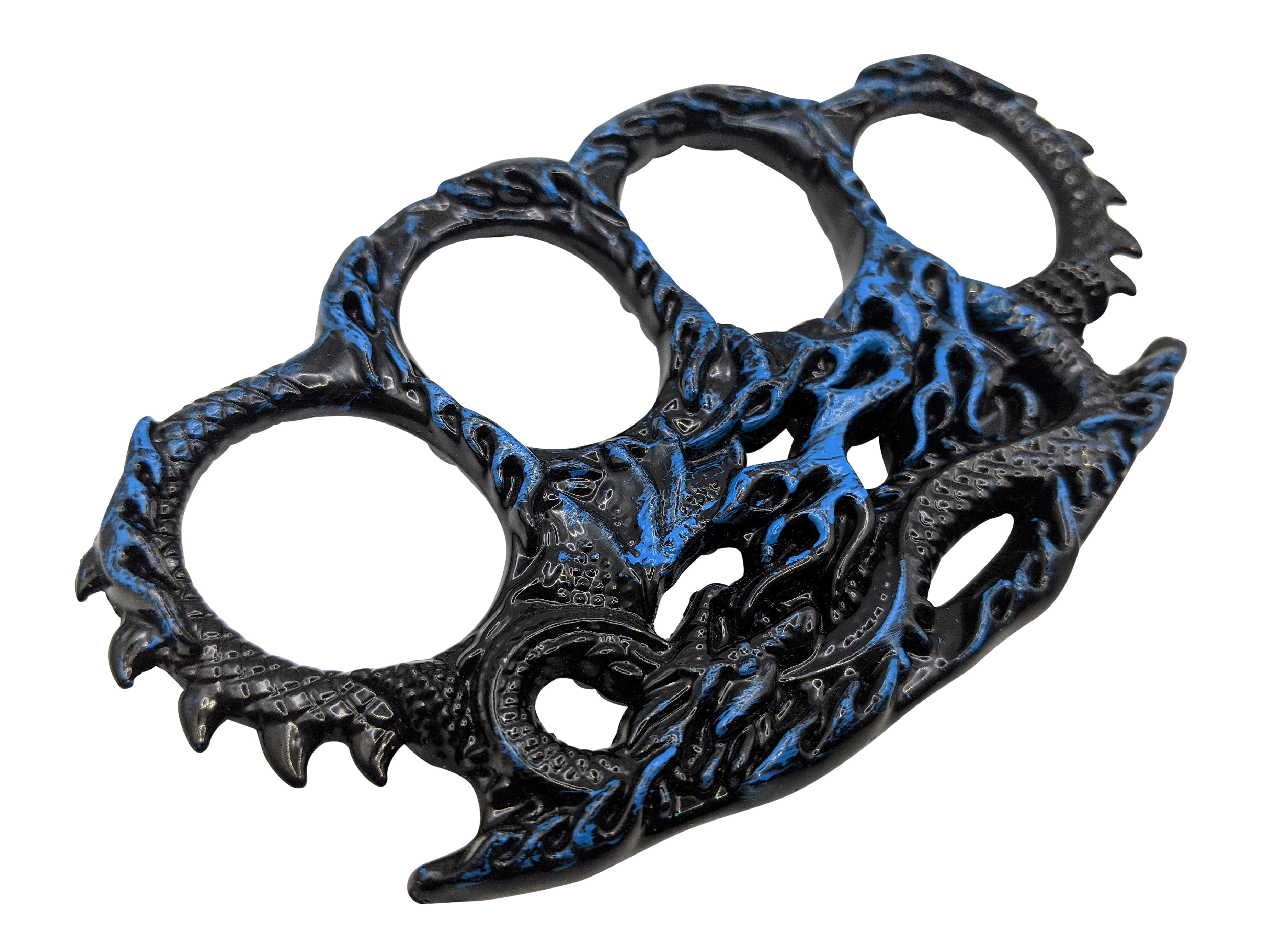 Paperweight Metal Knuckle Duster Blue Fire Dragon