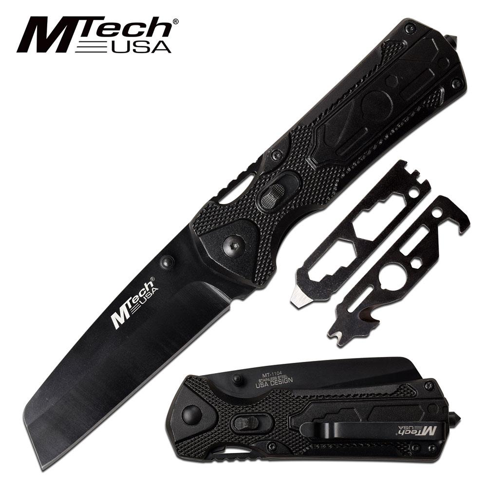 Folding Knife Mtech 3.5in. Black Sheepsfoot Blade Utility Multi-Tool
