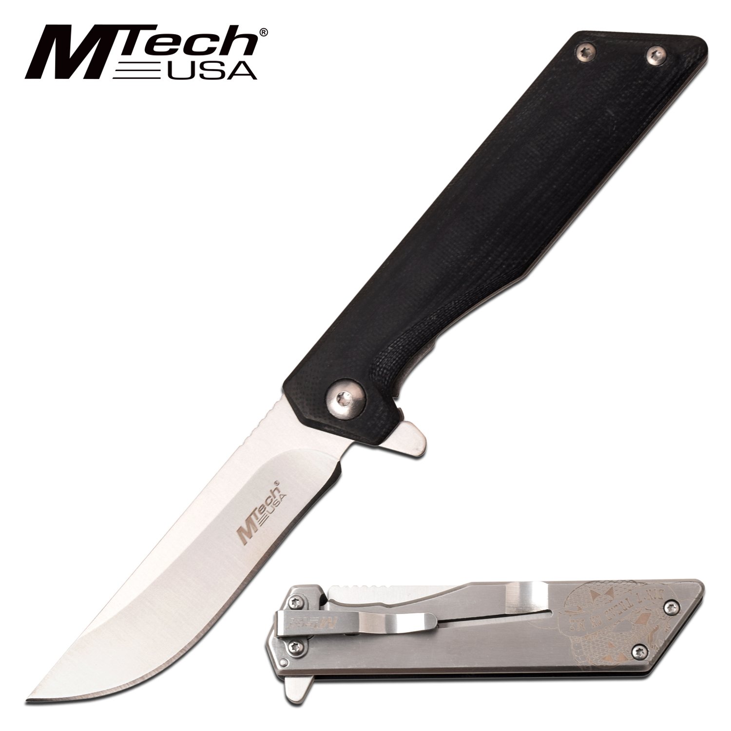 Pocket Folding Knife Mtech Slim Black Tactical Folder Don't Tread Mt-1160Ls