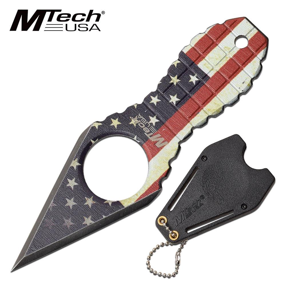 Neck Knife Mtech Mini 1.35in. Blade American Flag Usa Grenade Dagger Full Tang