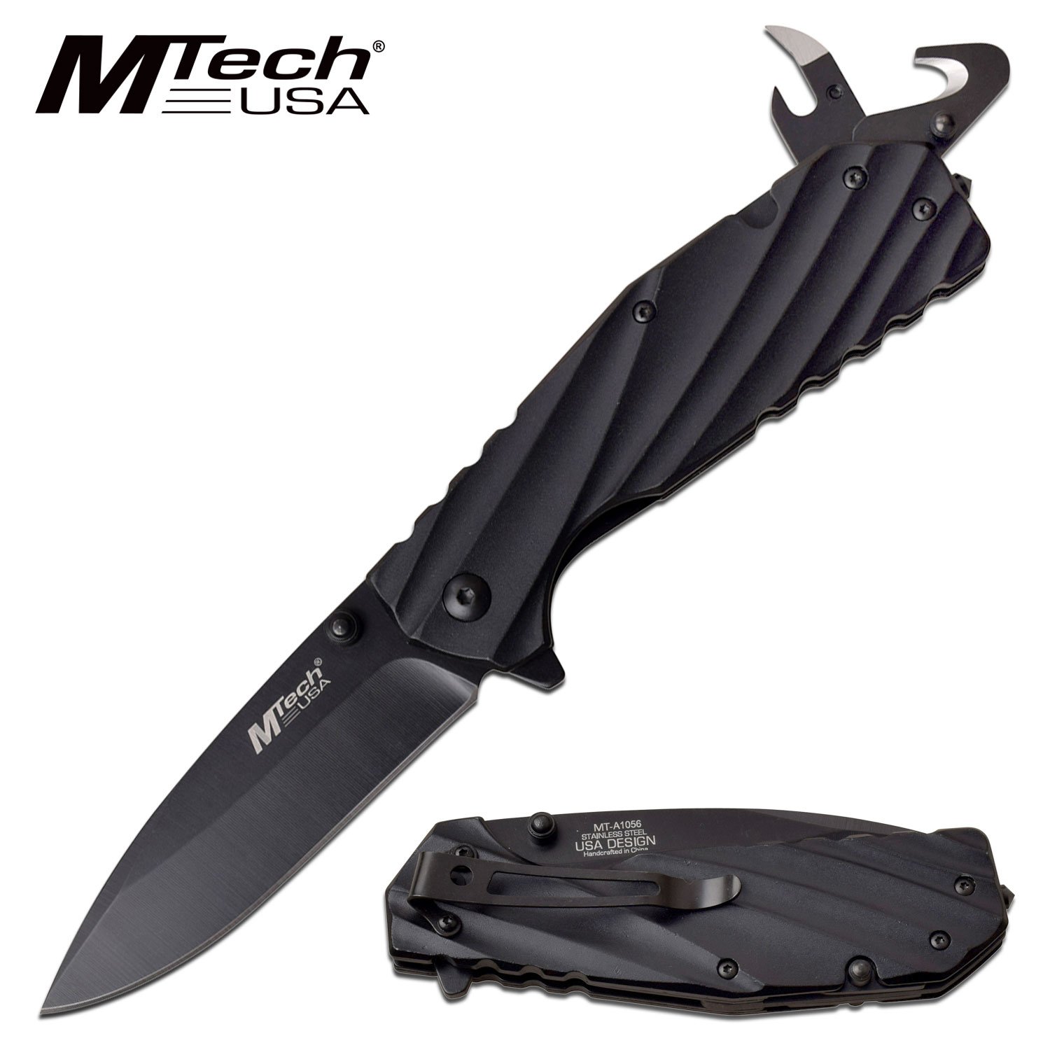 Spring-Assist Folding Knife Mtech Black 3.5