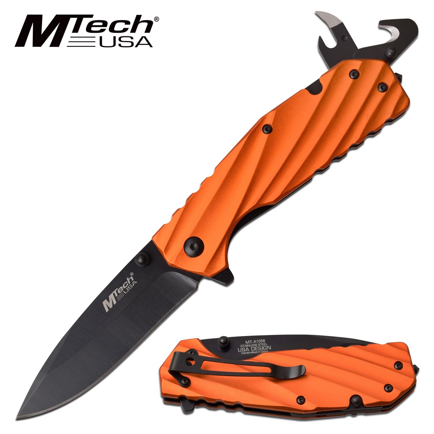 Spring-Assist Folding Knife Mtech Orange 3.5