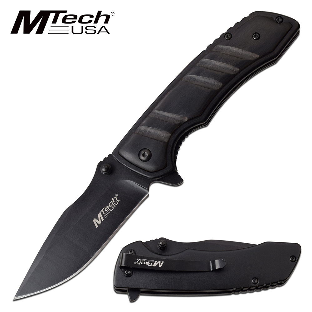 Spring-Assist Folding Knife | Mtech Black Wood Handle 3.25
