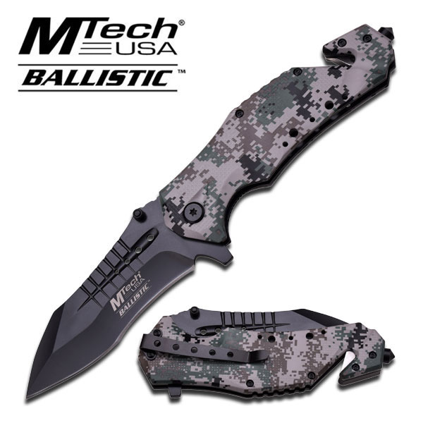 Spring-Assist Folding Pocket Knife Mtech Large Black Blade Camo Tactical Rescue