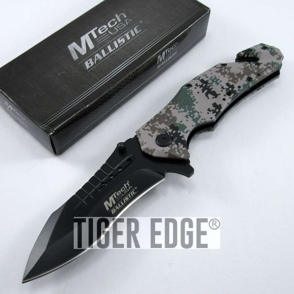 MTech USA 8.25 Green Shark Camo Spring Assisted Folding Knife - Unlimited  Wares, Inc