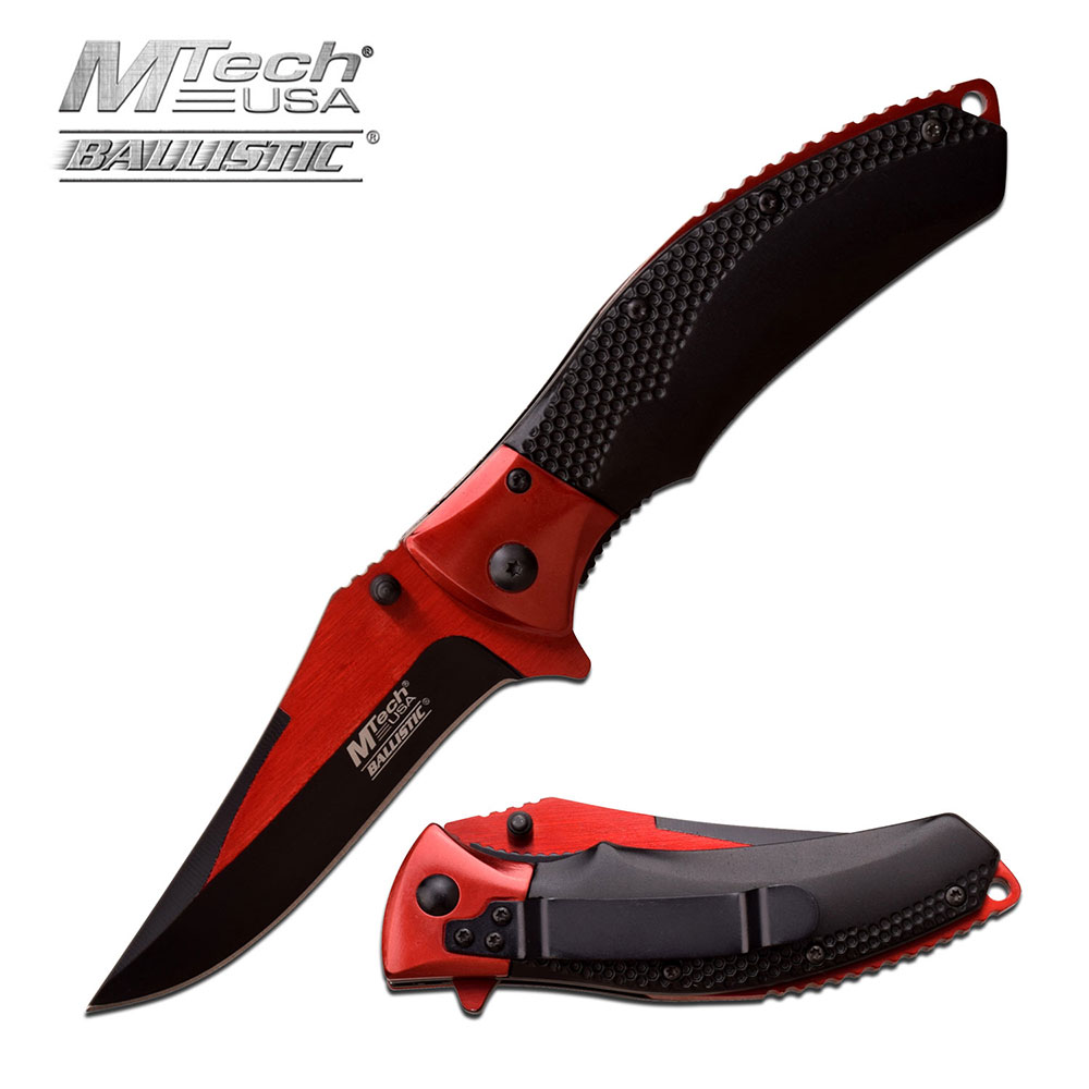 Spring-Assist Folding Pocket Knife Mtech Red Black EDC Blade Tactical Mt-A899Rd