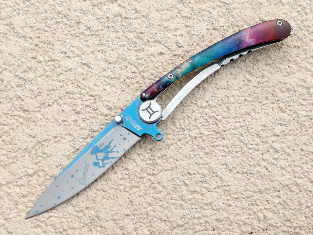 Folding Pocket Knife | Mtech Gemini Zodiac Astrology Stainless Steel Blade