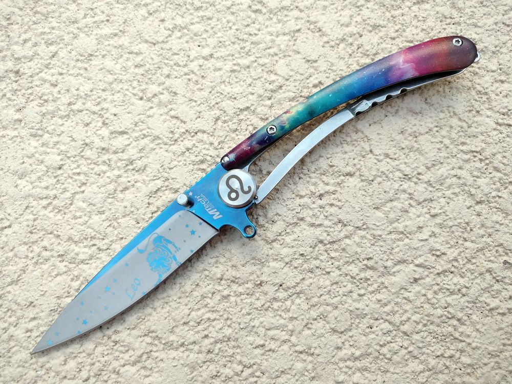 Folding Pocket Knife | Mtech Leo Zodiac Astrology Stainless Steel Blade