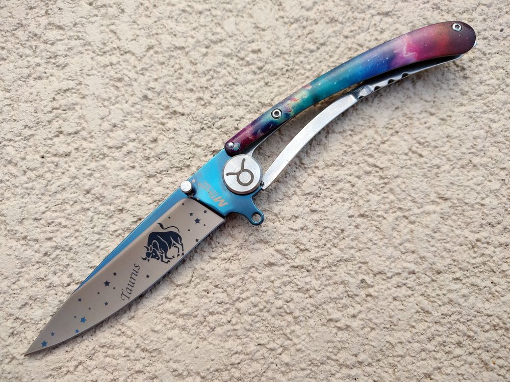 Folding Pocket Knife | Mtech Taurus Zodiac Astrology Stainless Steel Blade