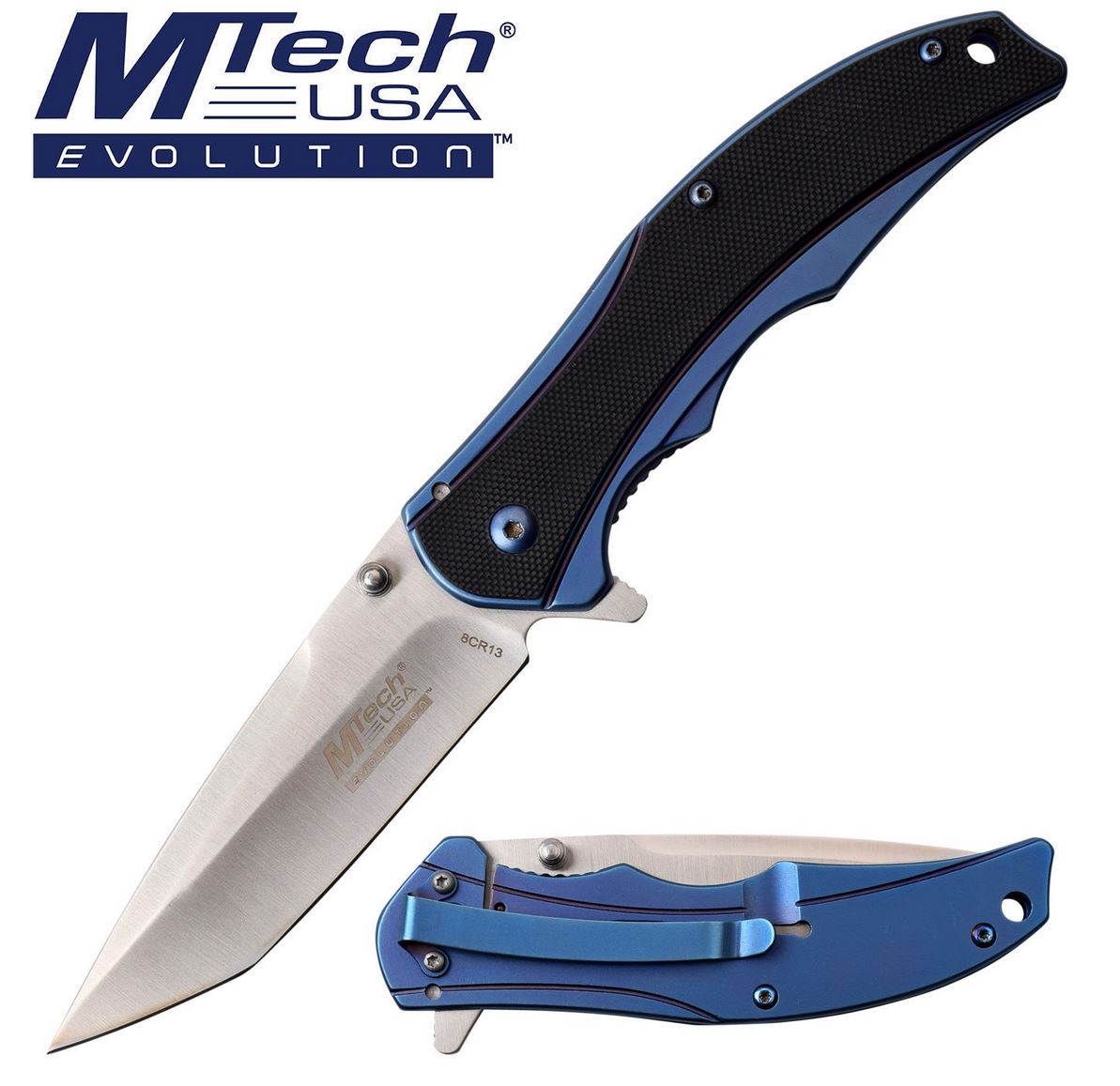 Manual Folding Knife Mtech Evolution Tanto Blade Ball Bearing Pivot Tactical EDC