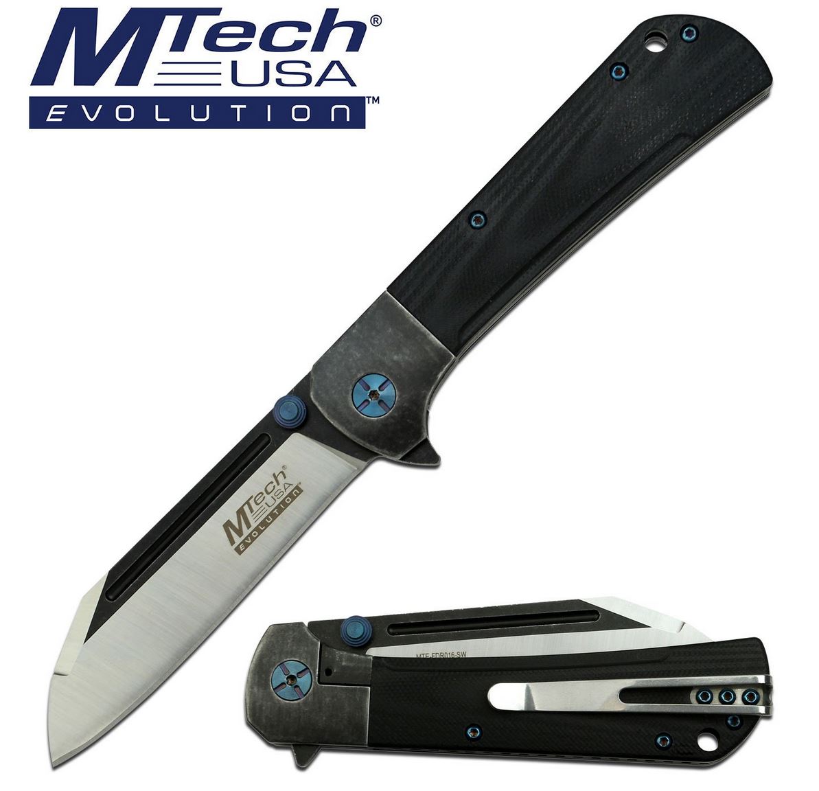 Manual Folding Knife Mtech Evolution Wharncliffe Ball Bearing Pivot Tactical EDC