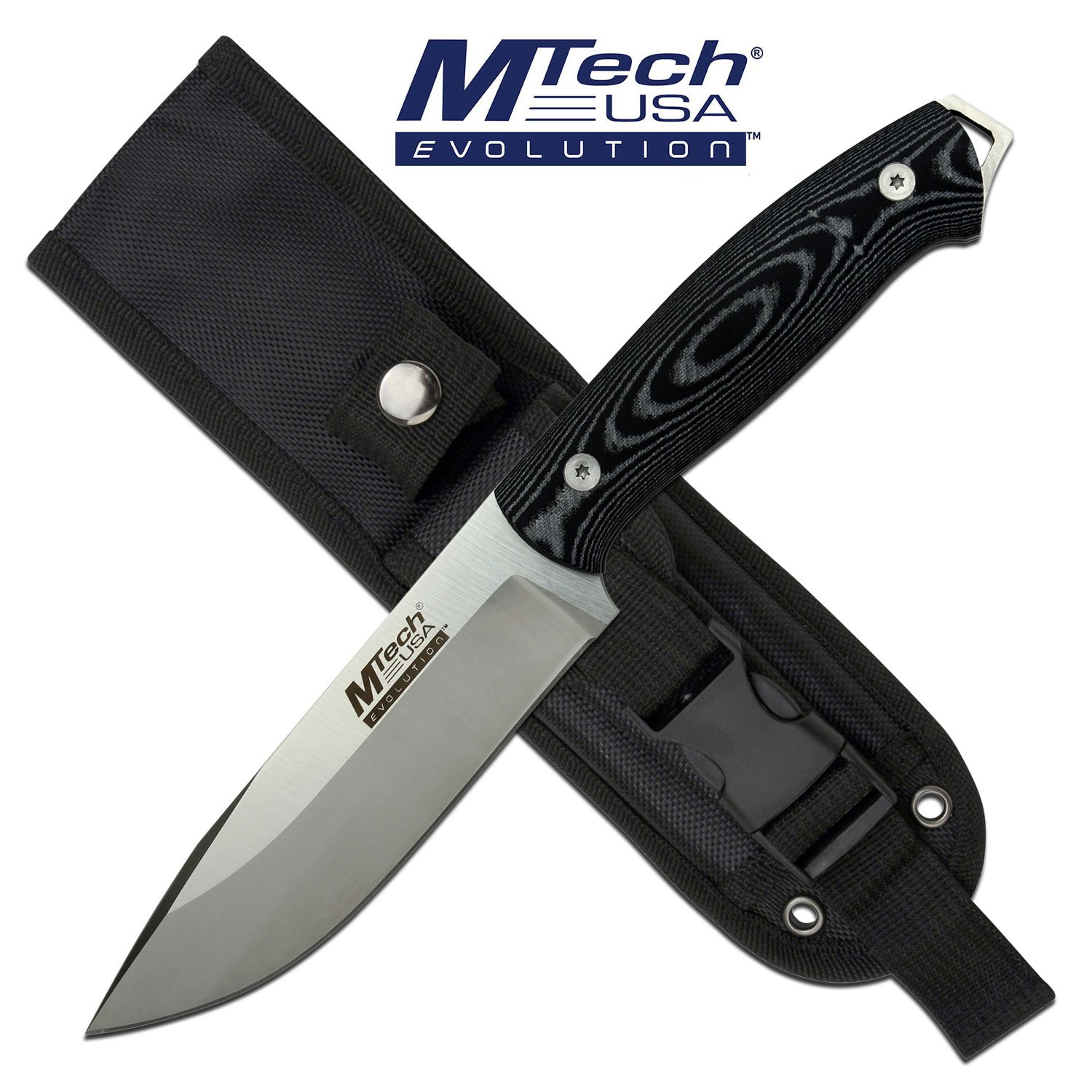 Tactical Knife Mtech Evolution Full Tang Black Micarta Tactical Combat + Sheath