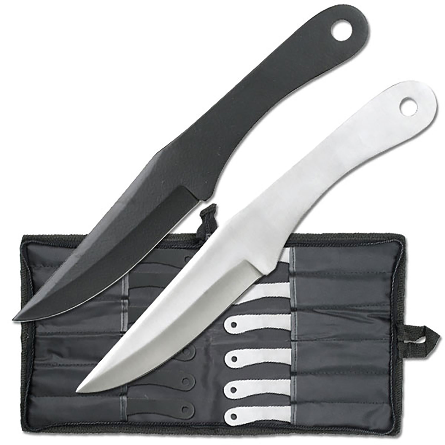 8.5in. Dozen 12 Pc. Black/Silver Ripper Throwing Knife Set w/ Case