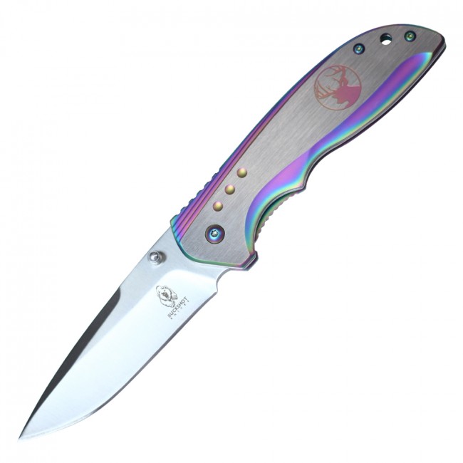 Spring-Assisted Folding Knife Buckshot Gray Rainbow Deer 3.75