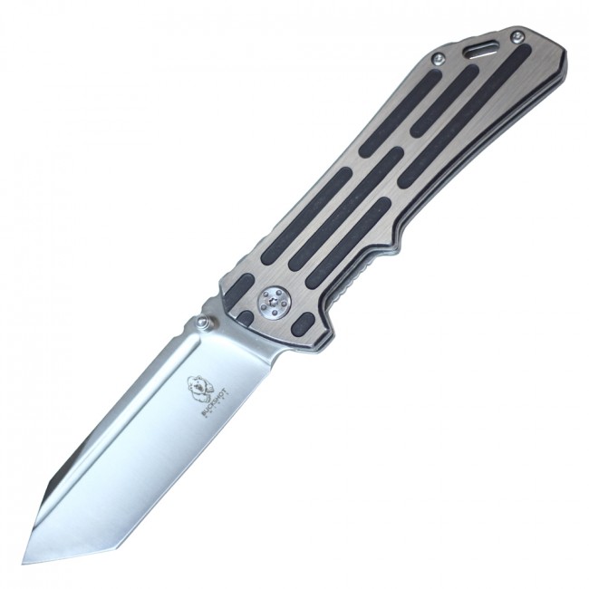 Spring-Assisted Folding Pocket Knife | Buckshot Silver Tanto Blade Tactical EDC