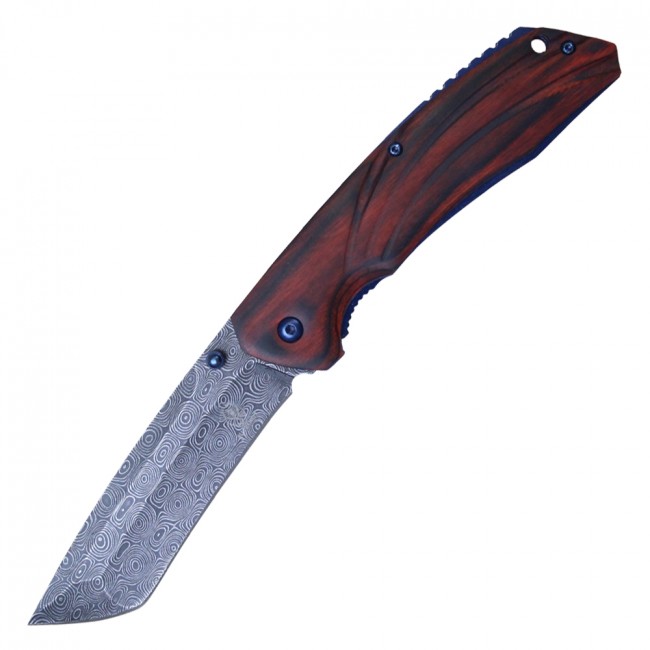 Spring-Assist Folding Knife Buckshot Wood Handle 3.75