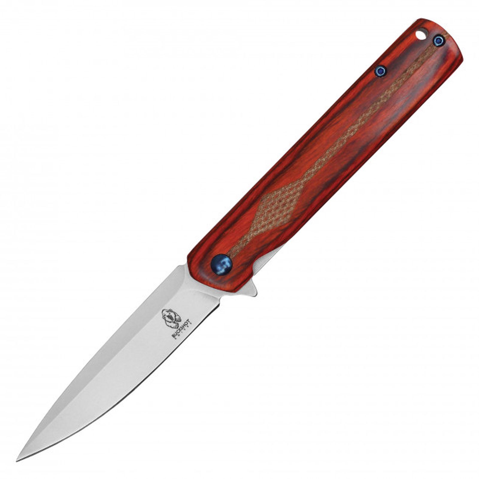 Pocket Knife Buckshot Spring-Assist Folding Blade Pocket Clip - Brown Wood