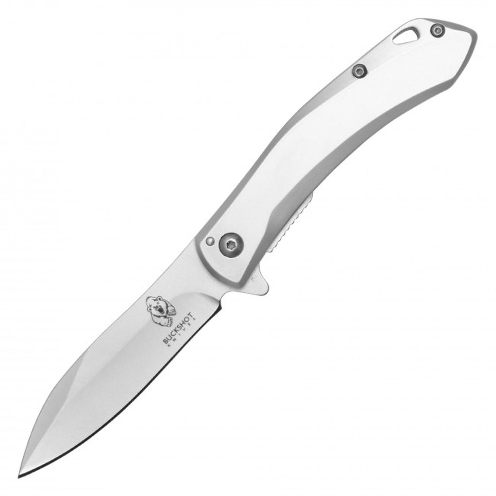 Pocket Knife Buckshot Spring-Assist Folding 3.25In Blade Steel - Silver