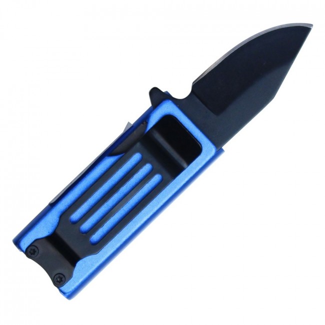 Lighter Holder Folding Knife Black Stainless Steel Blade, Money Clip, 4.5