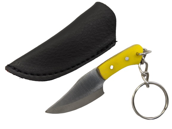 Fixed Blade Hunting Knife Mini Key Chain Knife Yellow Handle Gift EDC Pk-121