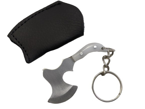 Mini Key Chain Throwing Axe White Handle Ax w/ Sheath EDC Gift Key Ring Pk-122