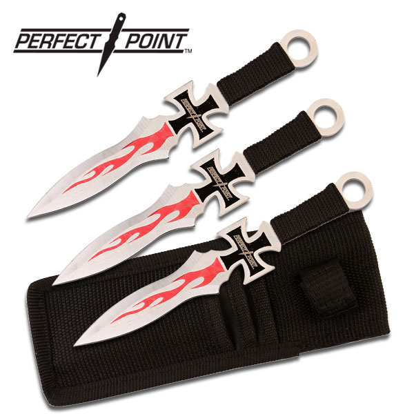 7in. Perfect Point 3-Pc. Flaming Chopper Throwing Knife Set