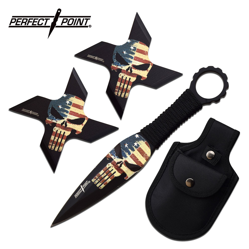 Throwing Knife Set Perfect Point 3-Piece Throwing Star Combo Set Pp-127-3A