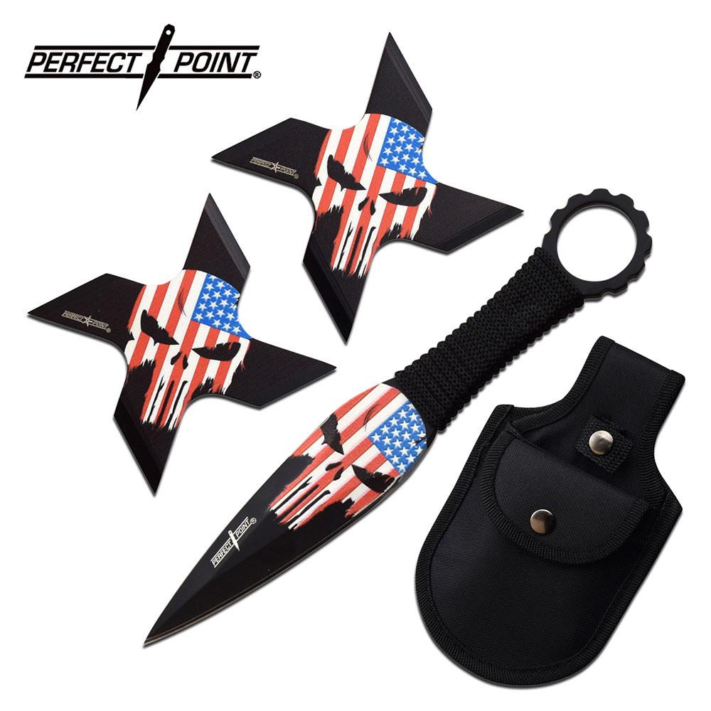 Throwing Knife Set Perfect Point 3-Piece Throwing Star Combo Set Pp-127-3B
