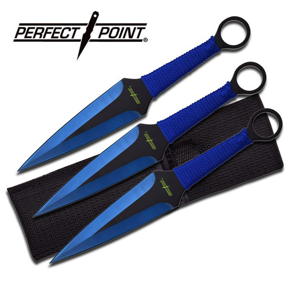 Triple Kunai Blue Black Throwing Knife Set Anime Ninja 3 Throwers Naruto