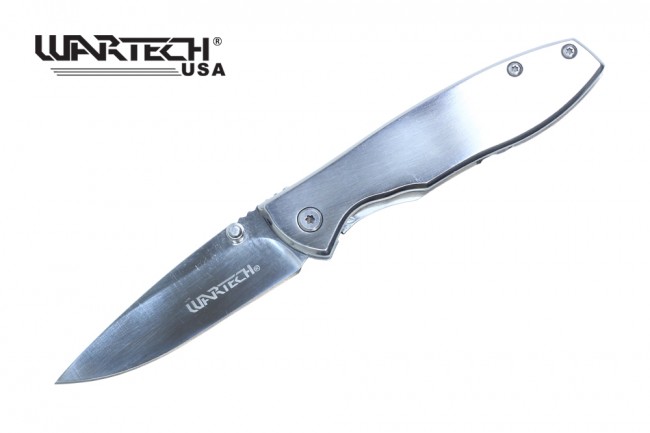 Spring-Assist Folding Knife | Wartech Silver Mirror Blade EDC - 6.75