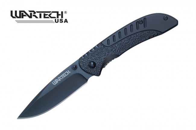 Spring-Assist Folding Knife Wartech Black Blade Tactical 8in Overall Assist Open