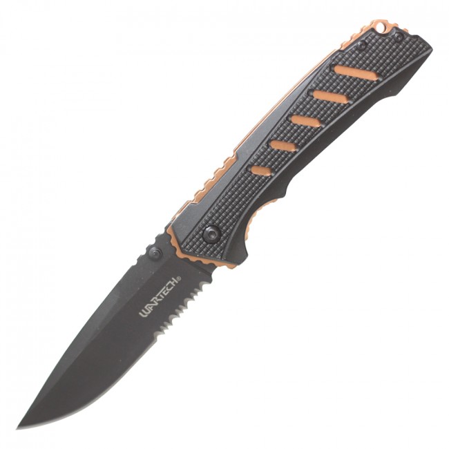 Spring-Assisted Folding Knife | Wartech Black Orange Tactical EDC 3.5