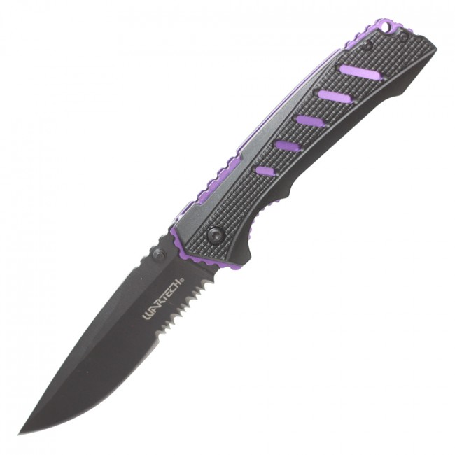 Spring-Assist Folding KnifeWartech 3.5" Black Sheepsfoot Blade Tactical EDC