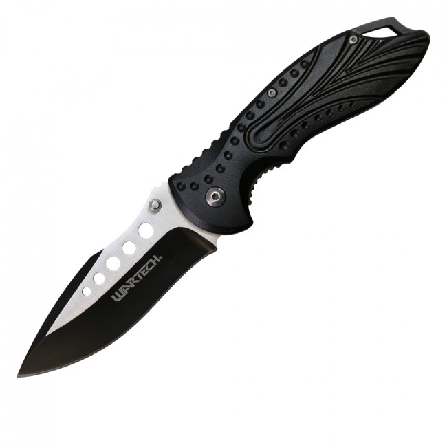 Spring-Assisted Folding Knife Wartech Tactical EDC Black 3.6in. Stainless Blade