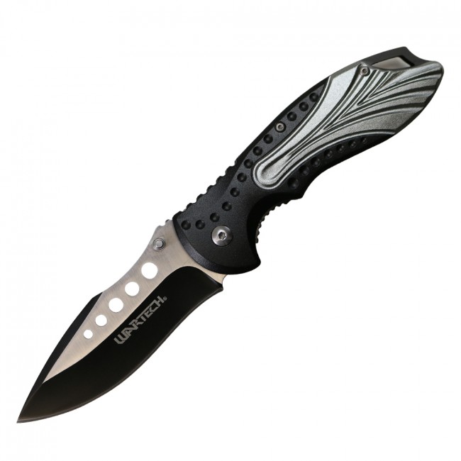 Spring-Assisted Folding Knife | Wartech Tactical EDC Black 3.6