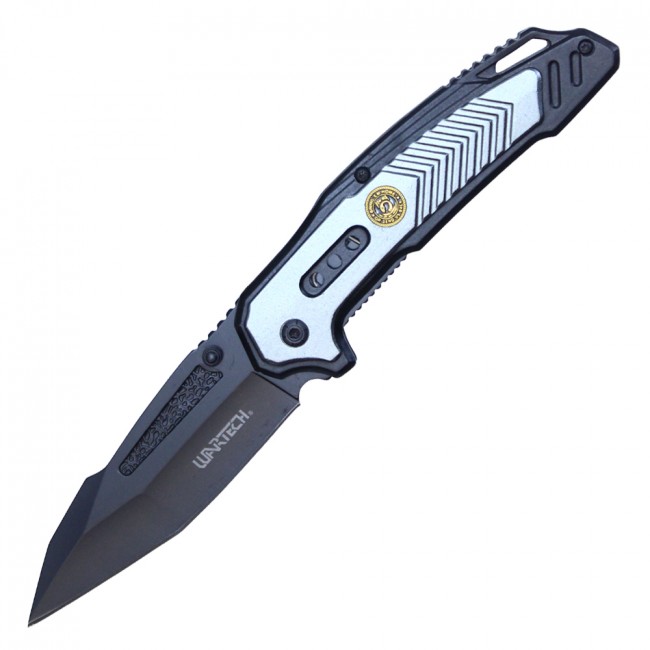 Spring-Assist Folding Knife | Black POW MIA Silver Rescue Tactical EDC PWT306GY