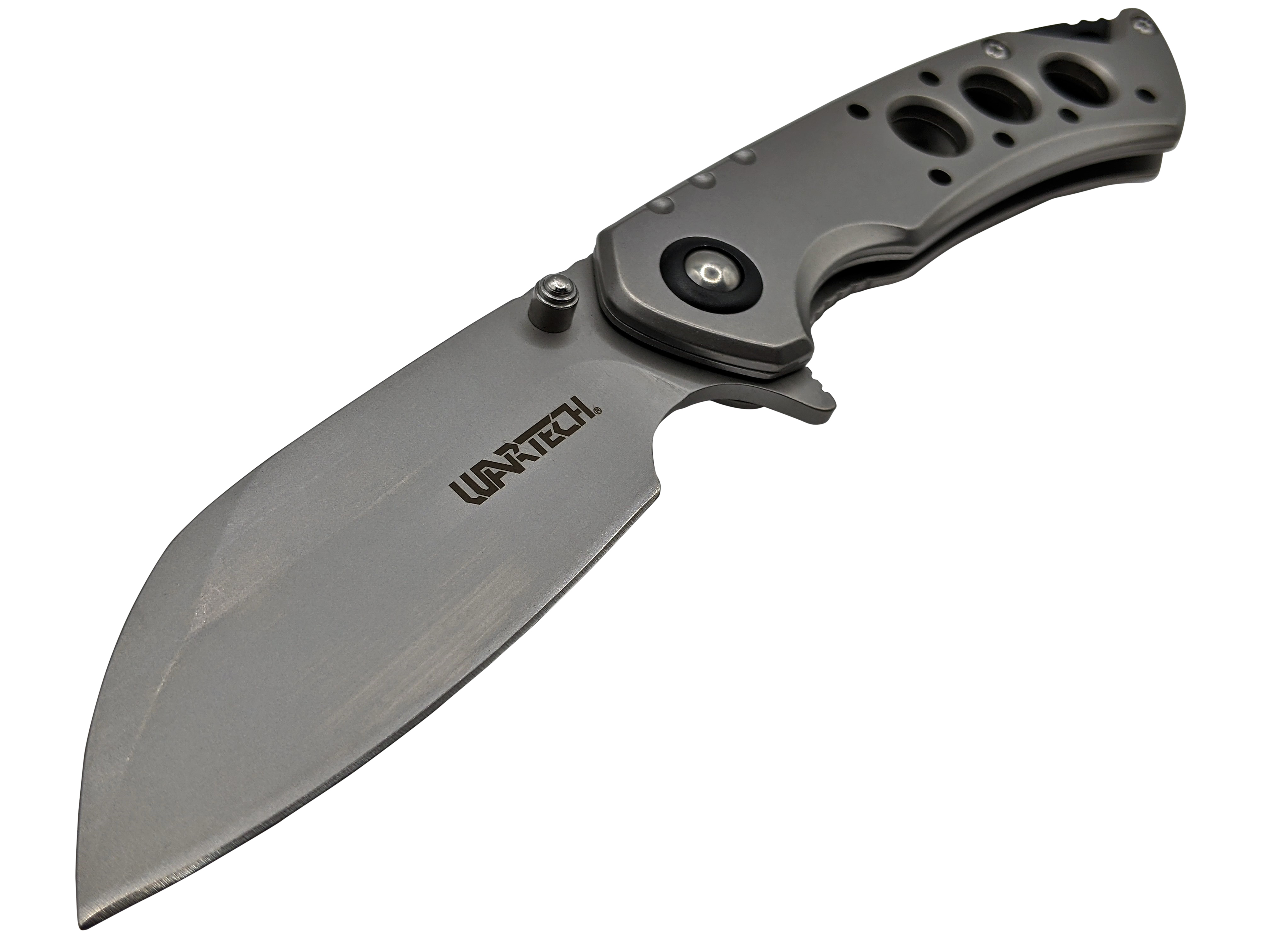 Spring-Assist Folding Knife 3.25in. Sheepsfoot Folding Blade Gray Tactical EDC