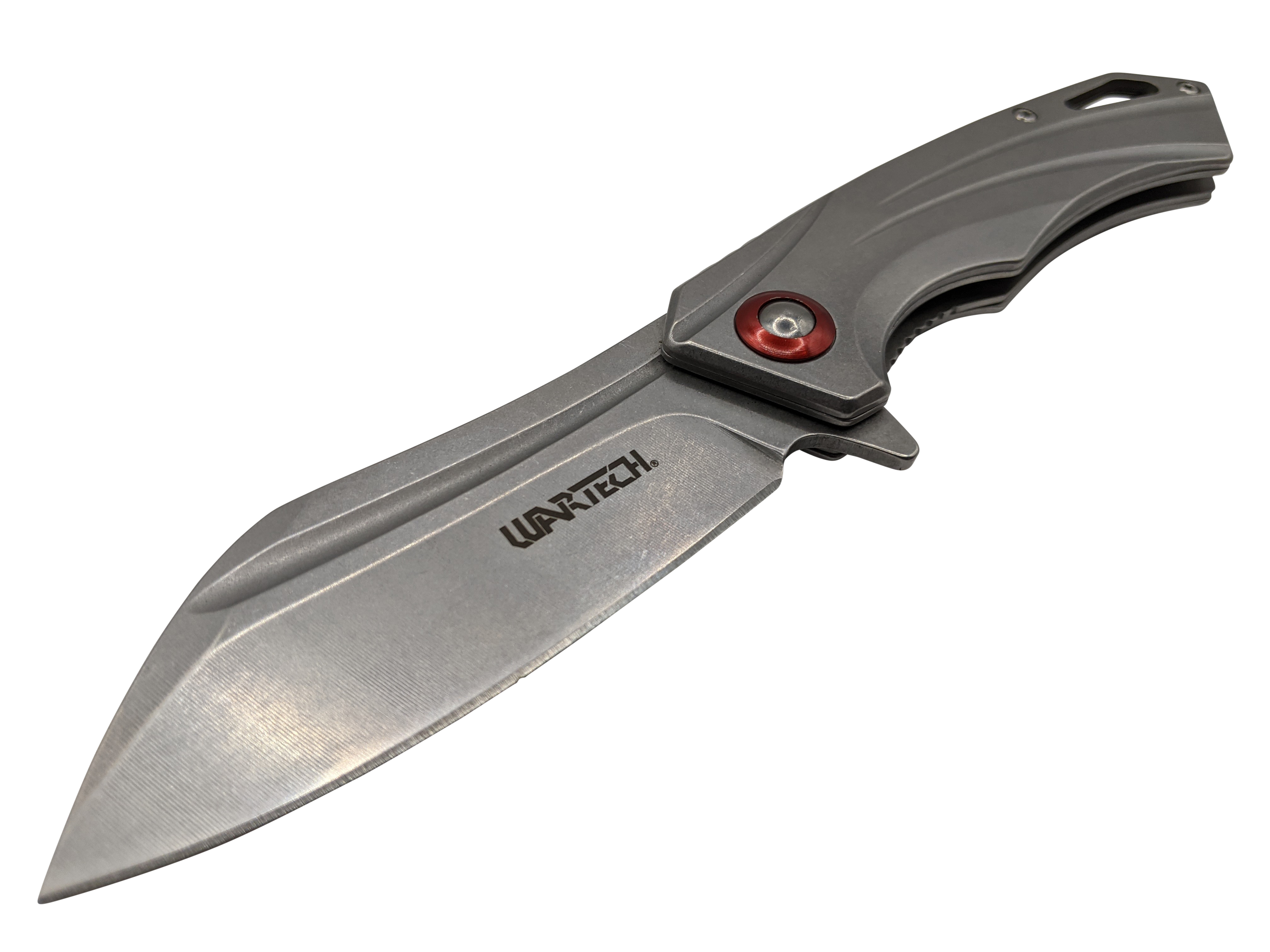Spring-Assist Folding Knife 3.25in Sheepsfoot Folding Gray Blade Red Tactical EDC