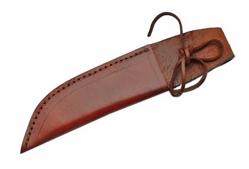 Fixed-Blade Knife Belt Sheath Brown Leather 10in. - Fits Up To 7 x 2in. Blade