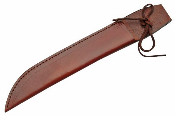 Fixed-Blade Knife Belt Sheath Brown Leather 14in. - Fits Up To 10.5 x 2in. Blade