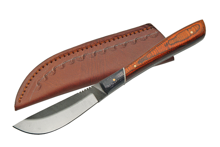 8.5in. Real File-Made Sawmill Hunting Skinner Knife w/ Leather Sheath