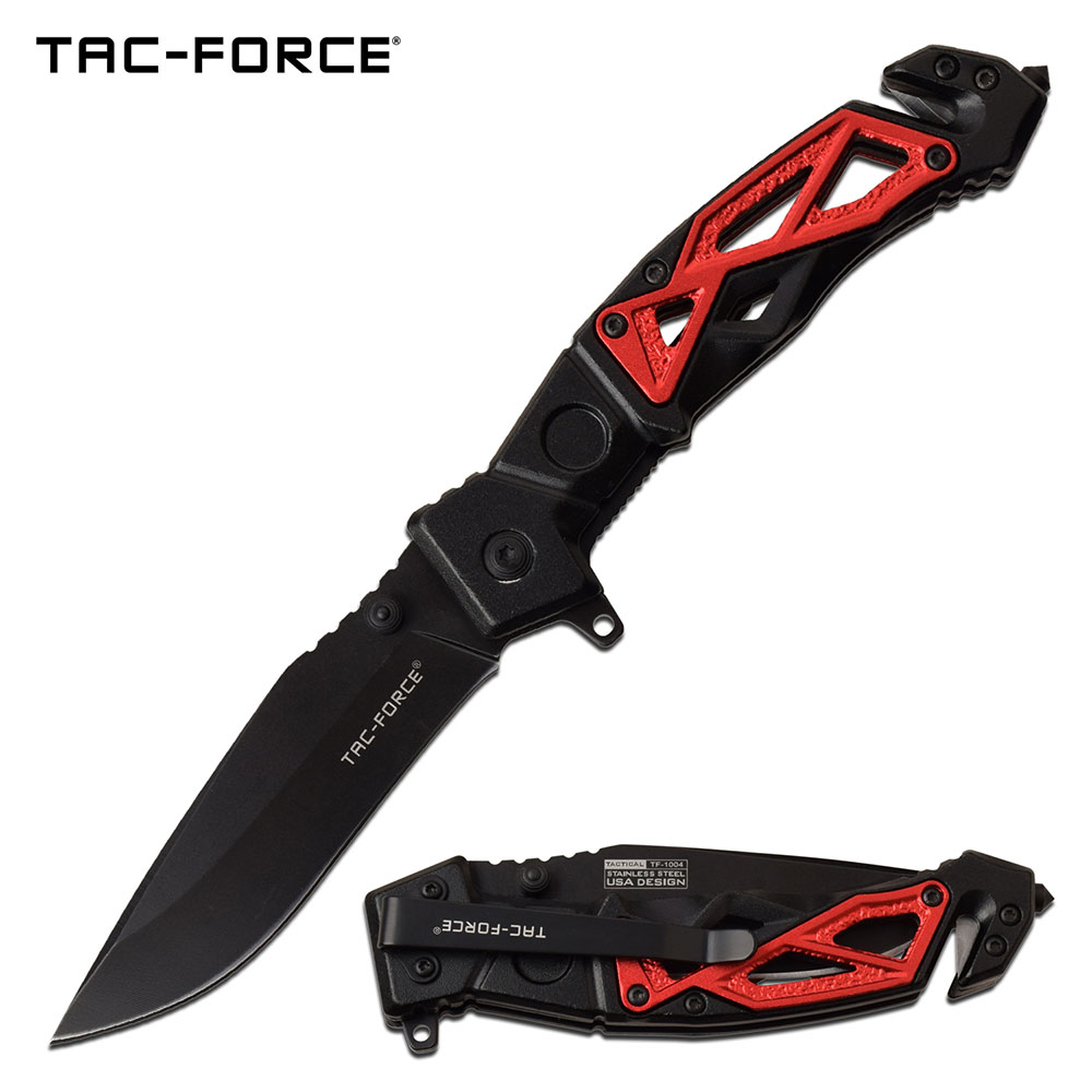 Spring-Assist Folding Knife Tac-Force 3.75in. Blade Gray Orange Rescue EDC